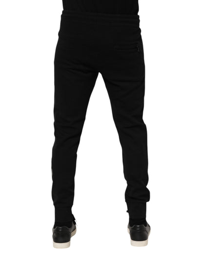Dolce & Gabbana Black Cotton Men Jogger Sweatpants Pants