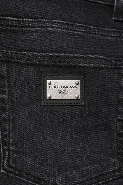 Dolce & Gabbana Black Washed Cotton Skinny Denim Jeans