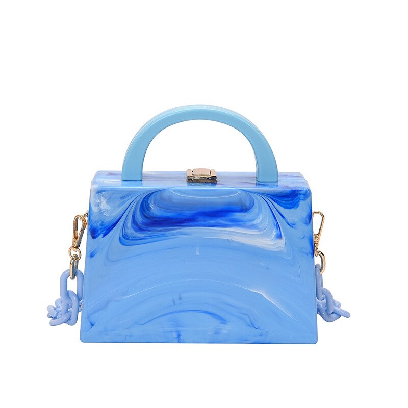 Bolso de mano de noche para mujer, con hebilla de cadena acrílica