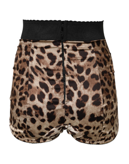 Dolce & Gabbana Brown Leopard High Waist Hot Pants Shorts