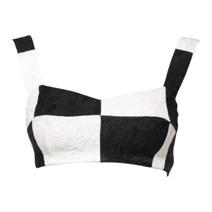 Dolce & Gabbana Black White Cropped Bustier Corset Bra Top
