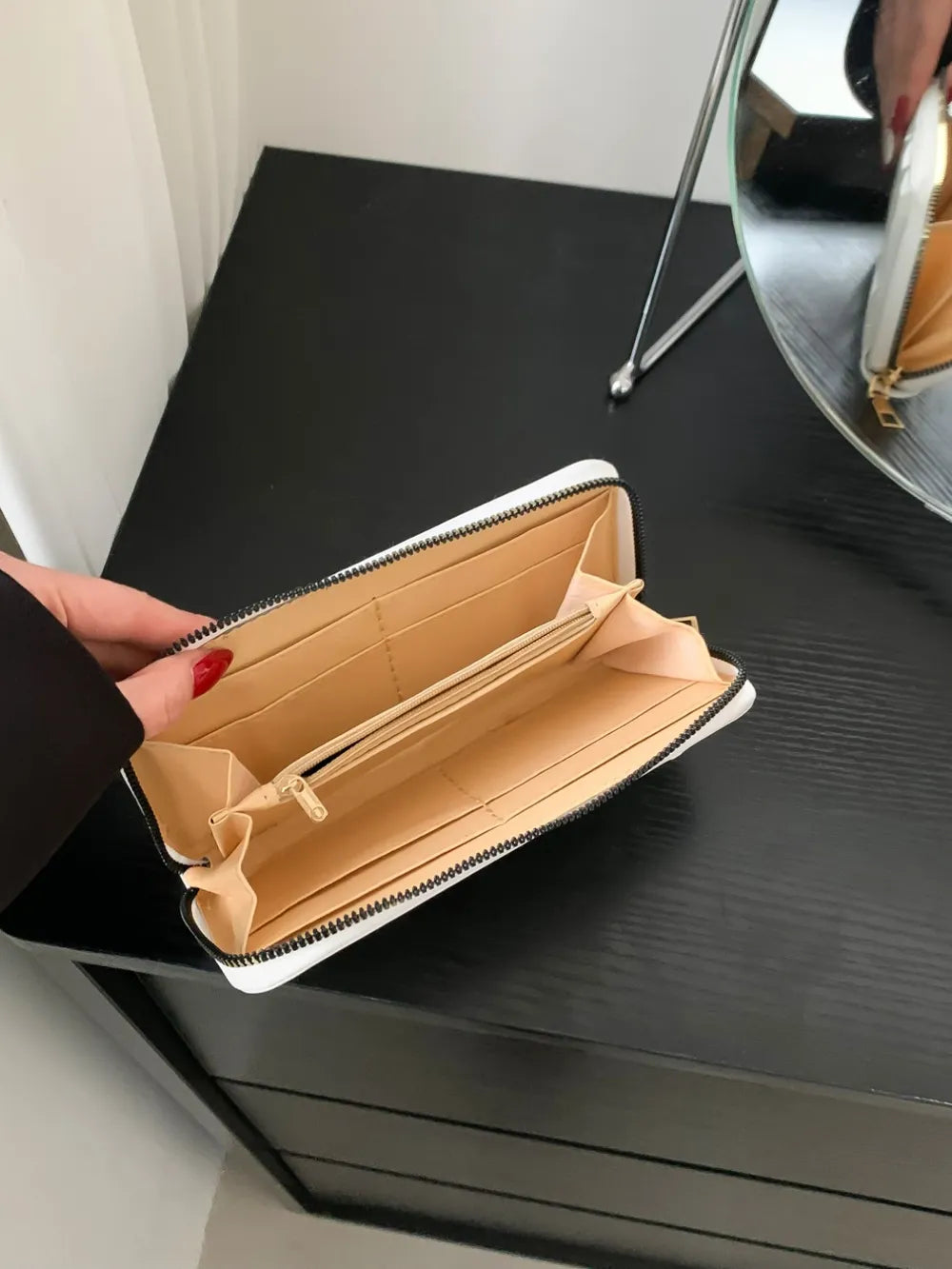 Billetera Mujer PU Leather Solid Color