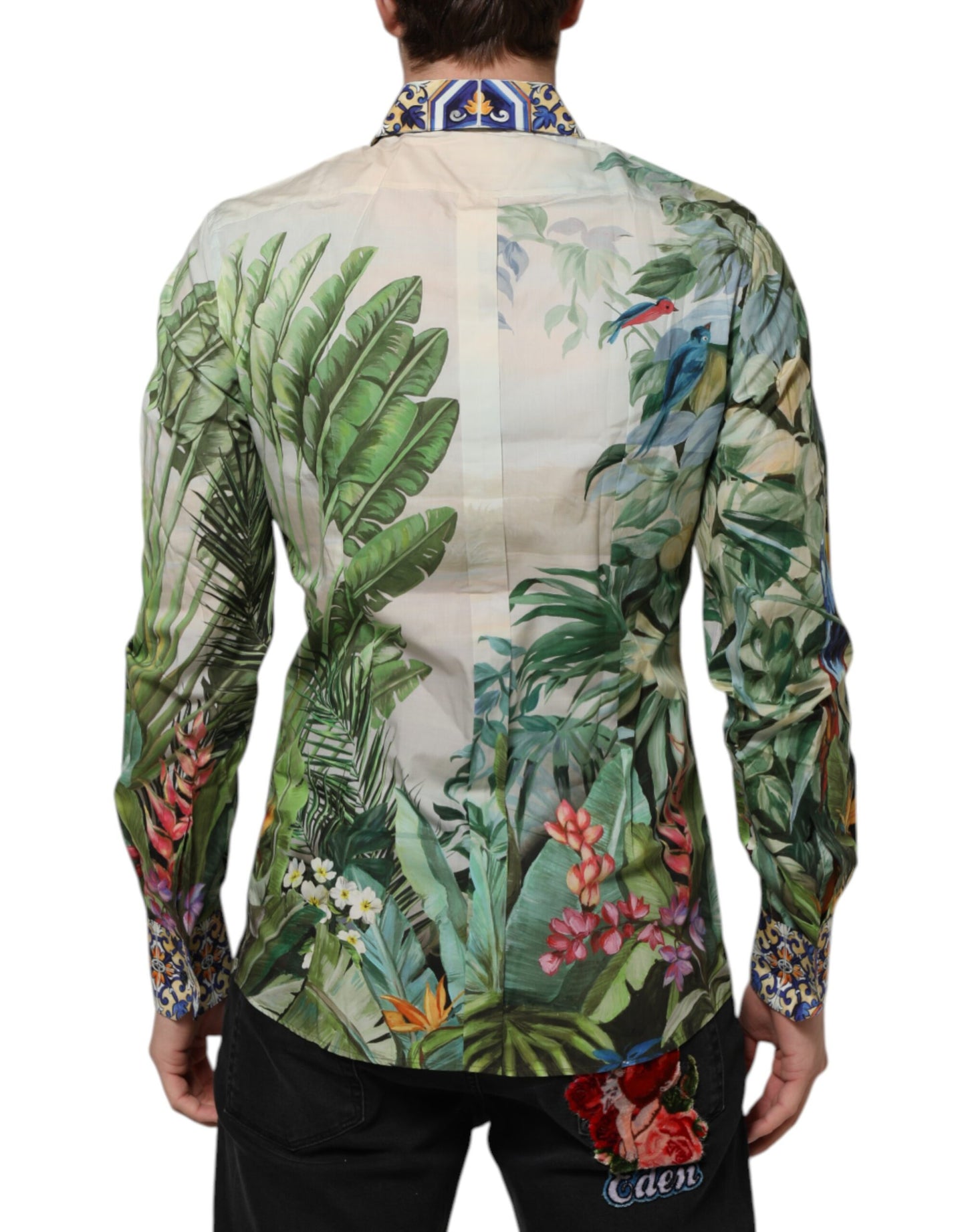 Dolce & Gabbana Multicolor Jungle Print GOLD Formal Shirt