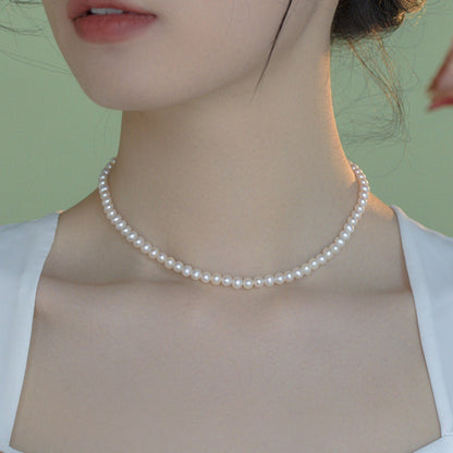 Pure natural freshwater pearl necklace, high-quality strong light pearl collarbone chain, elegant and high-end neck chain