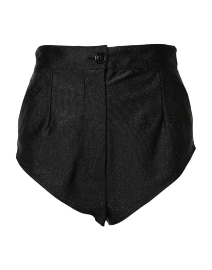 Dolce & Gabbana Black Viscose High Waisted Hot Pants Shorts