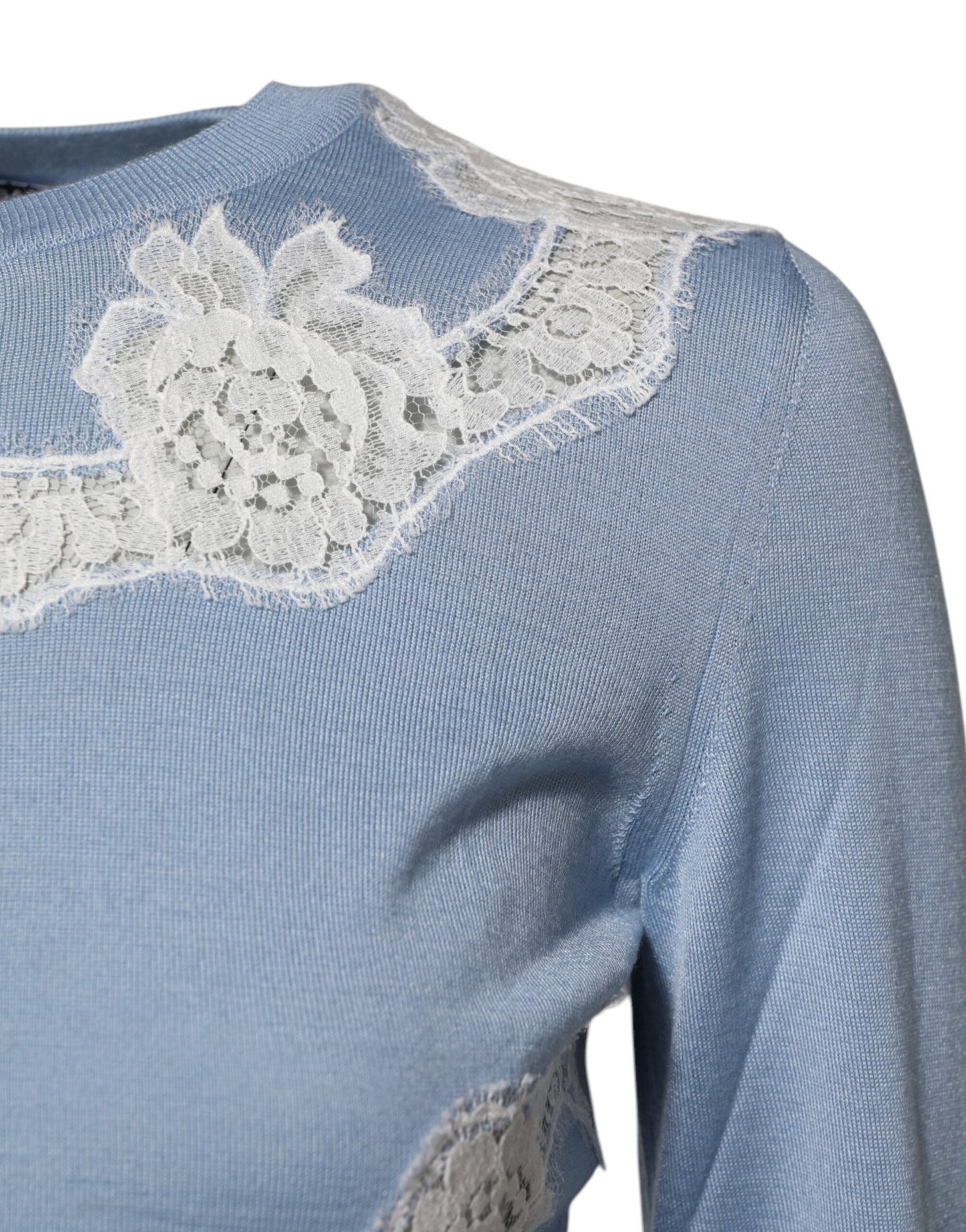 Dolce & Gabbana Blue Floral Lace Detailing Cardigan Sweater
