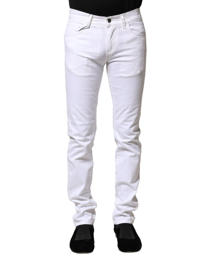Dolce & Gabbana White Cotton Skinny Men Denim Jeans