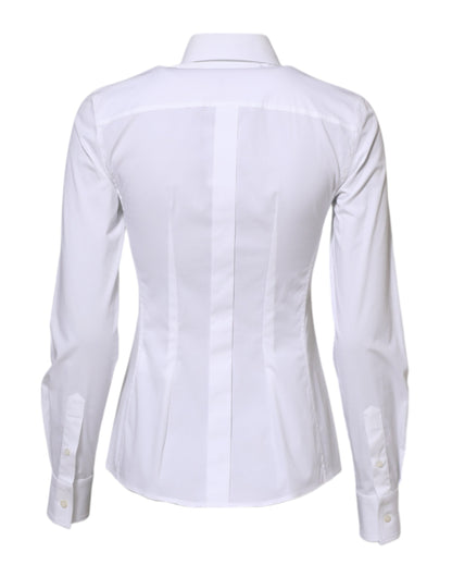 Dolce & Gabbana White Cotton Long Sleeves Collared Shirt Top