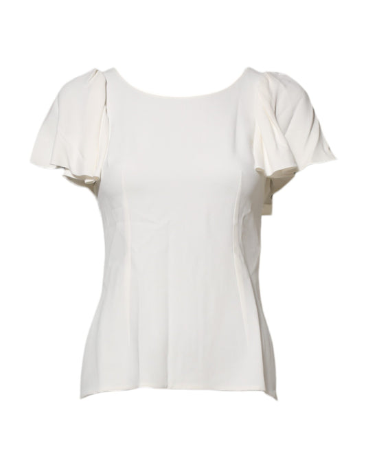 Dolce & Gabbana White Round Neck Short Sleeves Blouse Top