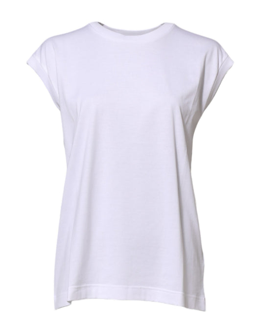 Dolce & Gabbana White Cotton Sleeveless Women Tank T-shirt