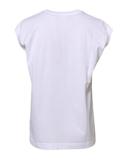 Dolce & Gabbana White Cotton Sleeveless Women Tank T-shirt
