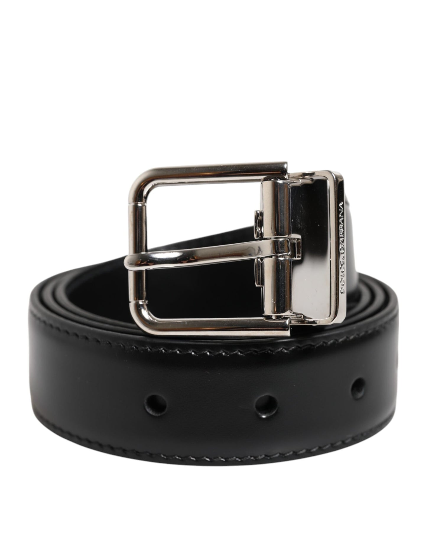 Dolce & Gabbana Black Classic Leather Metal Buckle Belt