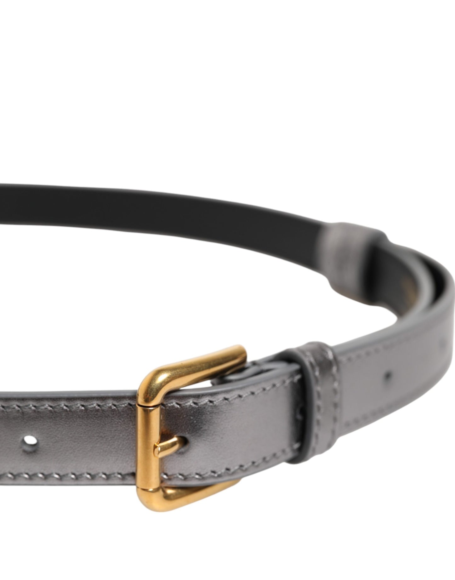Dolce & Gabbana Silver Logo Engraved Metal Waist Buckle Belt