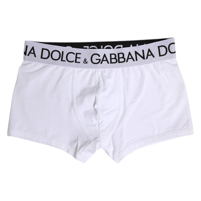 Dolce & Gabbana White Cotton Stretch Regular Boxer Underwear
