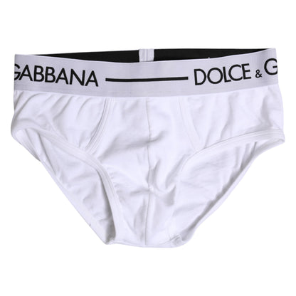 Dolce & Gabbana White Cotton Stretch Regular Brief Underwear