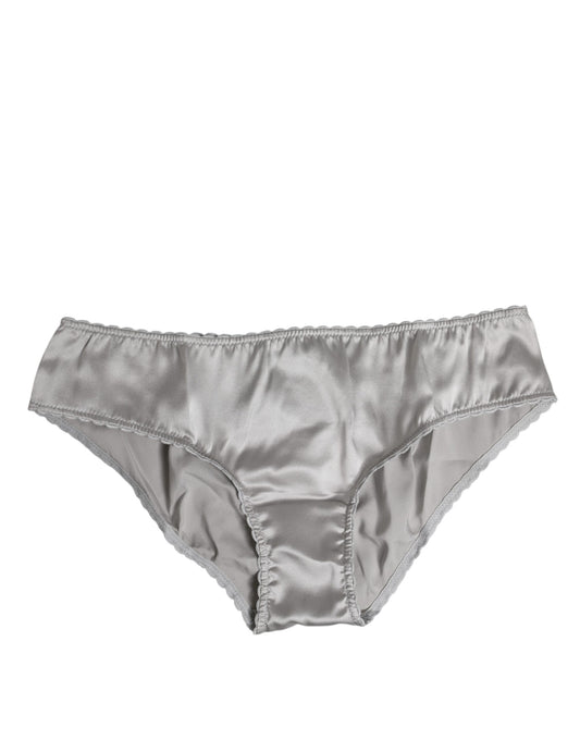 Dolce & Gabbana Gray Silk Stretch Bottom Low Waist Panty Underwear