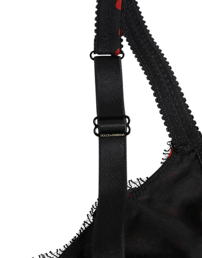 Dolce & Gabbana Black Red Polka Dot Underwired Balconette Underwear
