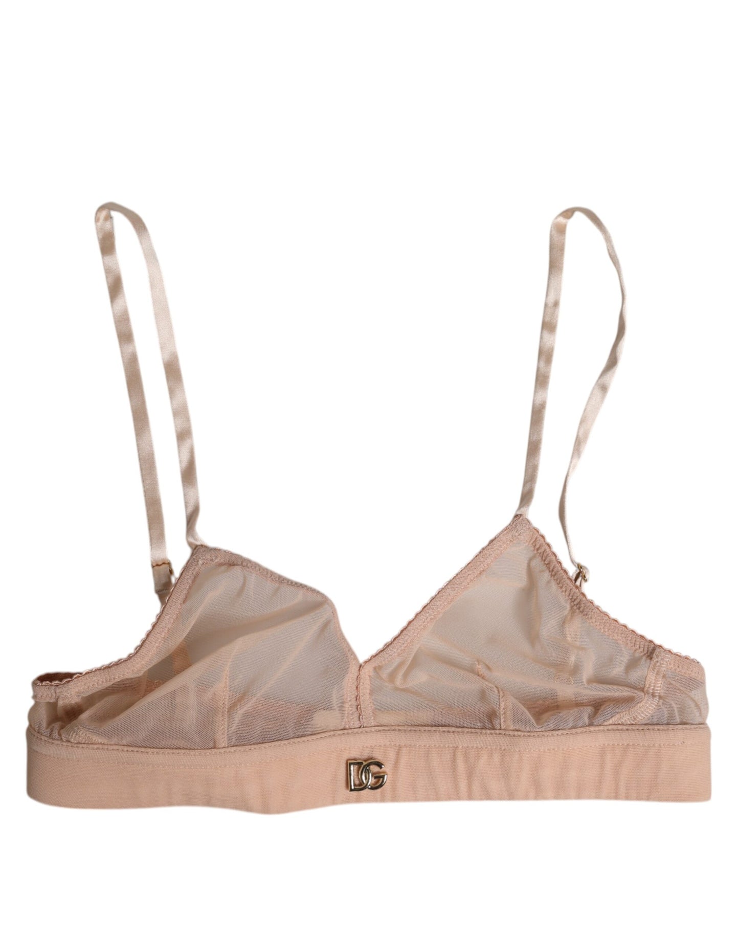 Dolce & Gabbana Powder Pink Nylon DG Logo Non Wire Bra Underwear