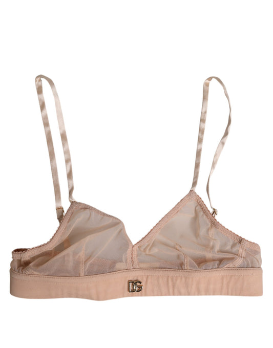 Dolce & Gabbana Powder Pink Nylon DG Logo Non Wire Bra Underwear