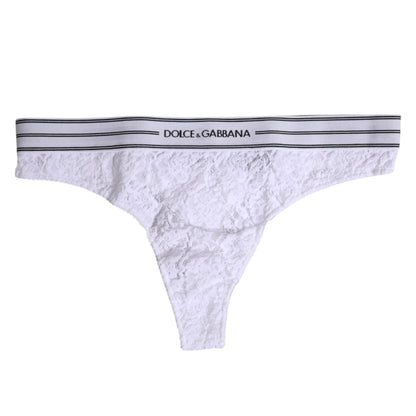 Dolce & Gabbana White Nylon Floral Lace Bottom Panty Underwear