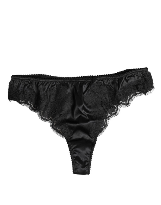 Dolce & Gabbana Black Silk Lace Stretch Bikini Panty Underwear