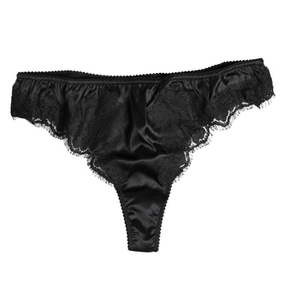 Dolce & Gabbana Black Silk Lace Stretch Bikini Panty Underwear