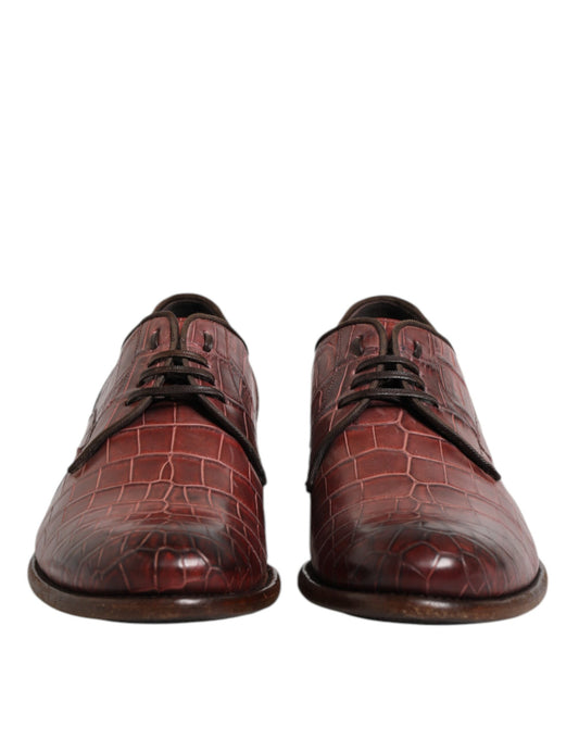 Dolce & Gabbana Burgundy Leather Lace Up Derby Dress Shoes