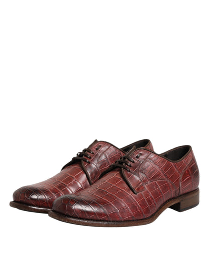 Dolce & Gabbana Burgundy Leather Lace Up Derby Dress Shoes