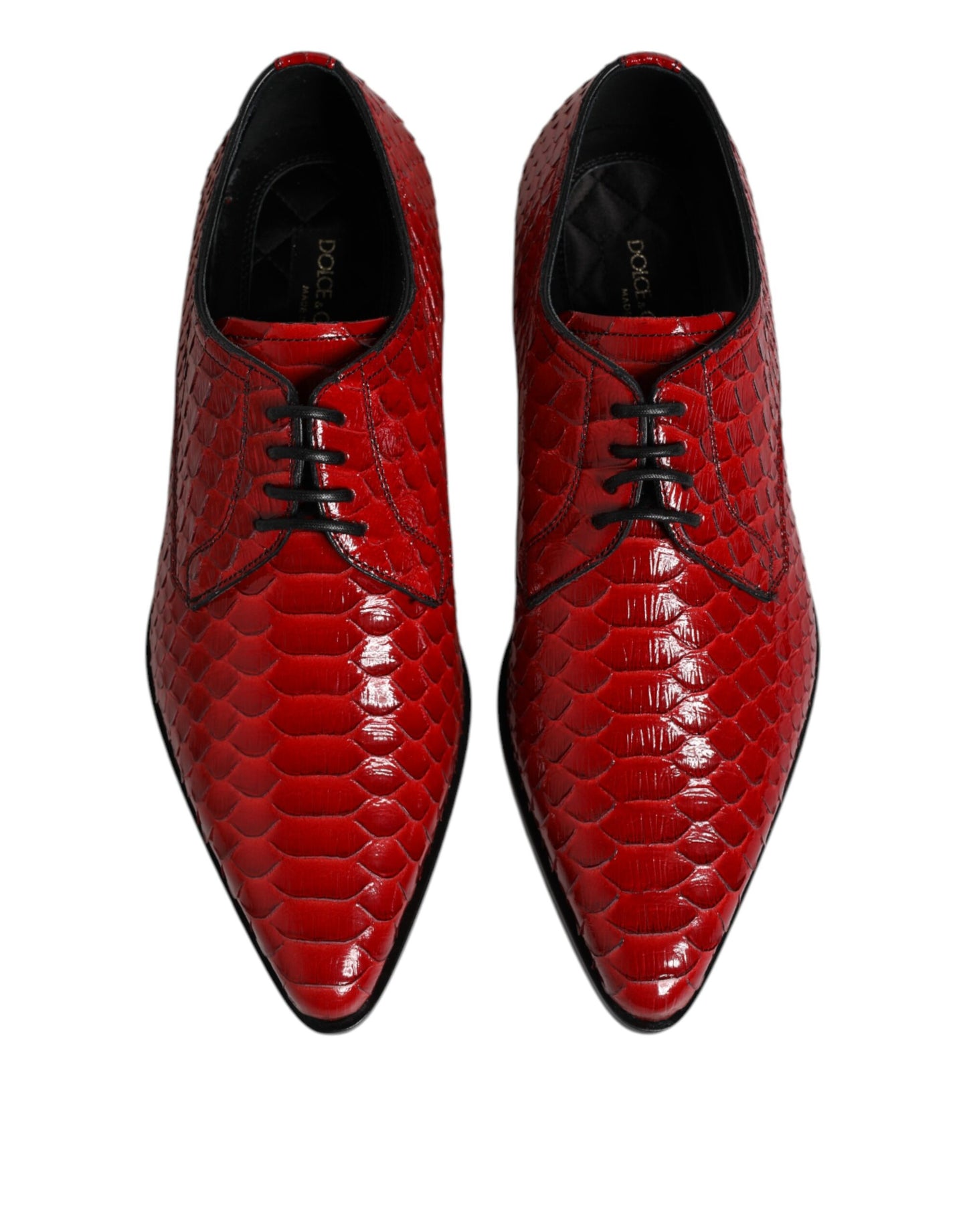 Dolce & Gabbana Red Exotic Leather Lace Up Dress Derby Shoes