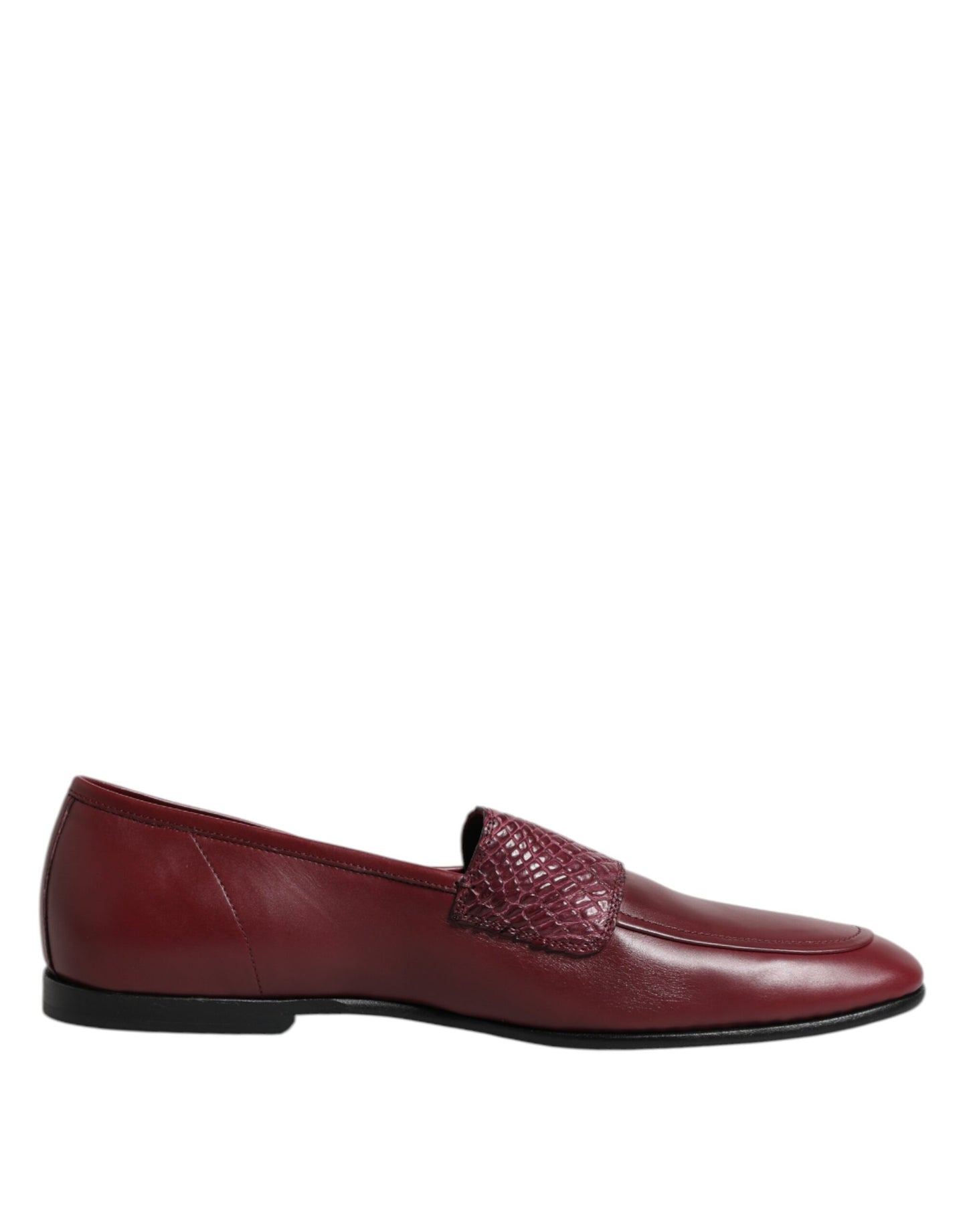 Dolce & Gabbana Burgundy Calfskin Leather Formal Slip On Shoes