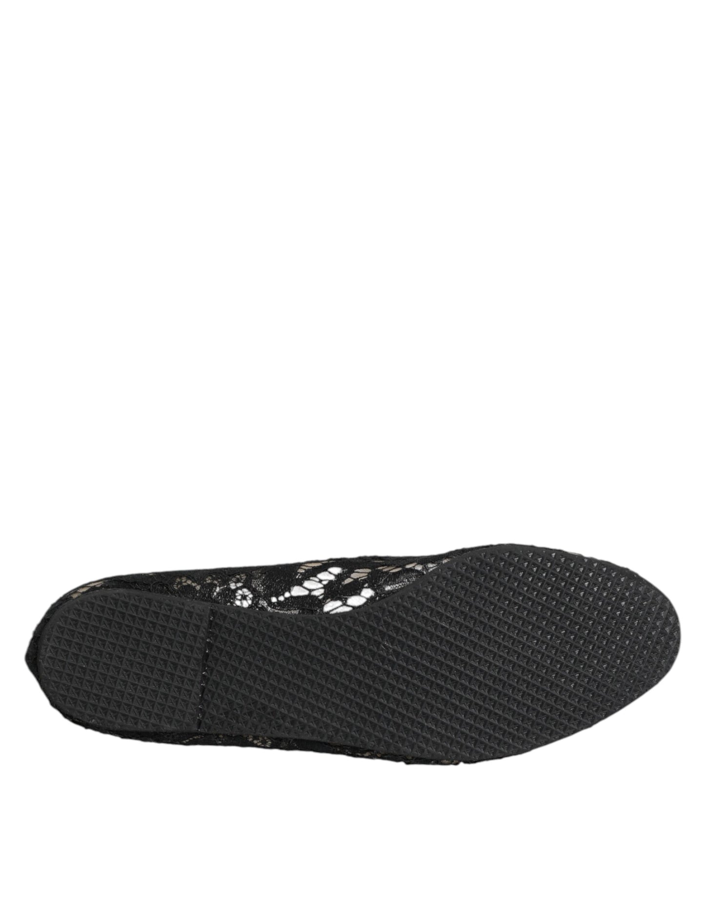 Dolce & Gabbana Black Taormina Lace Slip On Flats Shoes