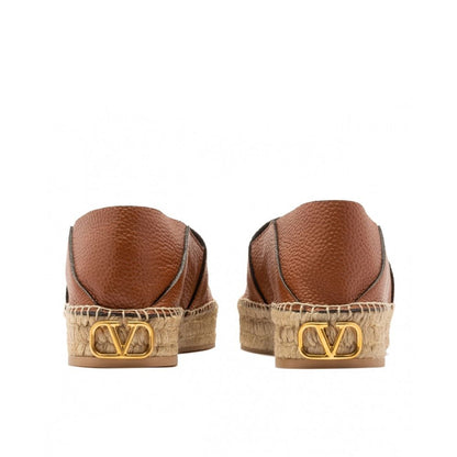 Valentino Garavani Logo-Plaque Leather Espadrilles