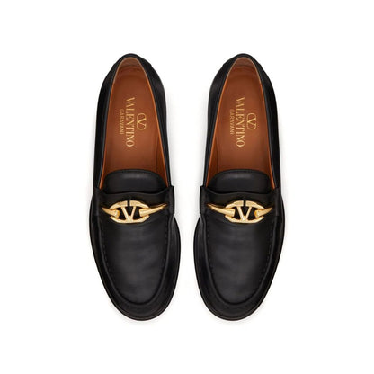 Valentino Garavani V-Logo Moon Leather Loafers