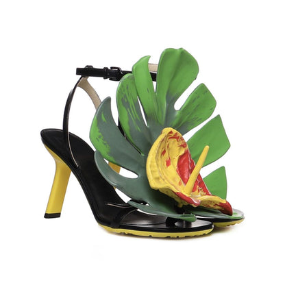 Loewe Petal Monstera Leather Sandals