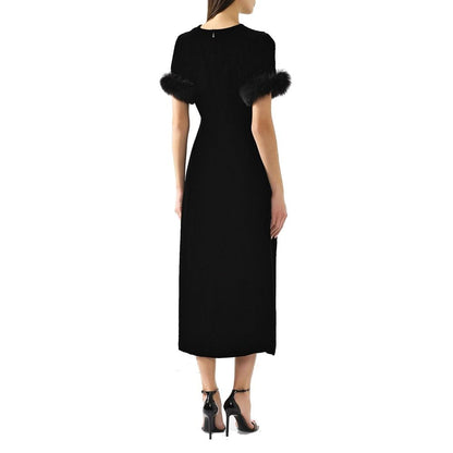 Fendi Fur Trim Velvet Midi Dress
