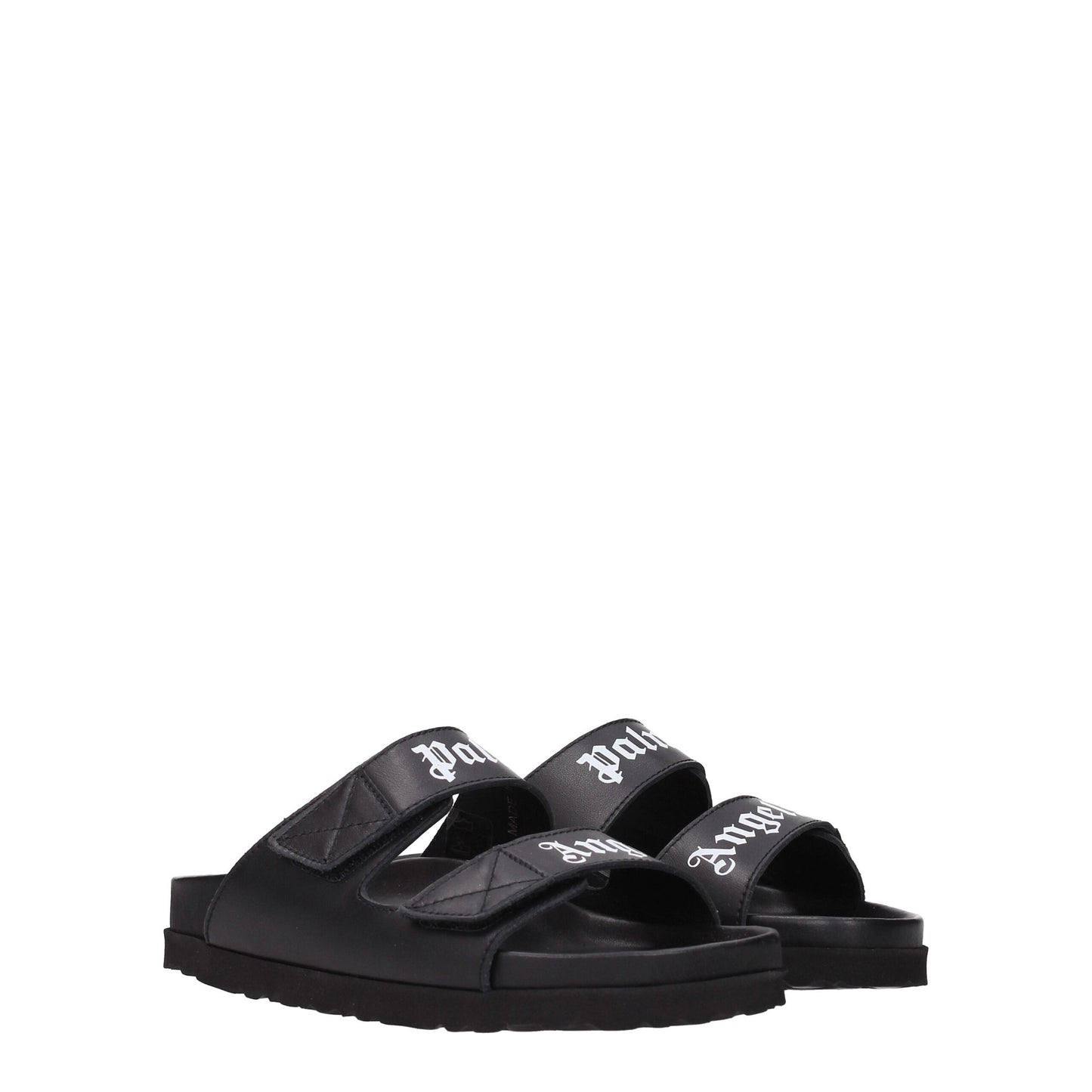 Palm Angels Black Leather Slippers Sandals