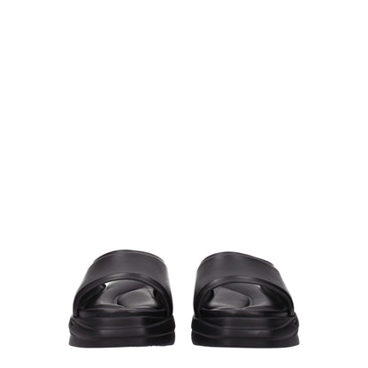 Alyx Black Leather Slippers Sandals