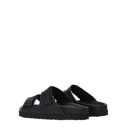 Palm Angels Black Leather Slippers Sandals