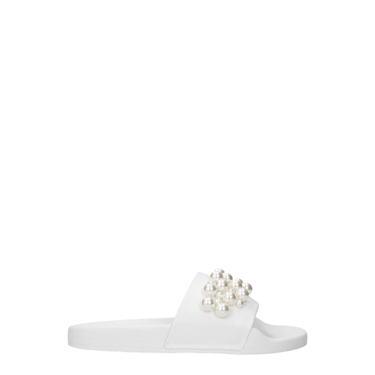 Stuart Weitzman White Leather Slippers Sandals