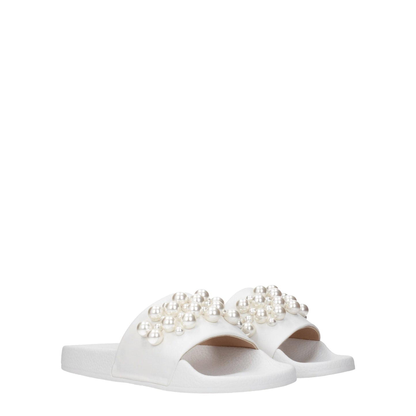 Stuart Weitzman White Leather Slippers Sandals