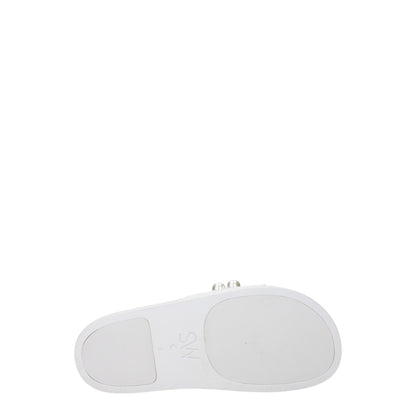 Stuart Weitzman White Leather Slippers Sandals