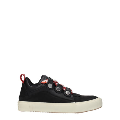 Marcelo Burlon Black Leather Low Tops