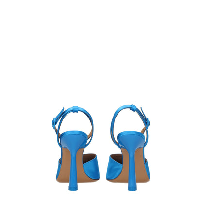 Off-White Blue Satin Stiletto Heels Sandals