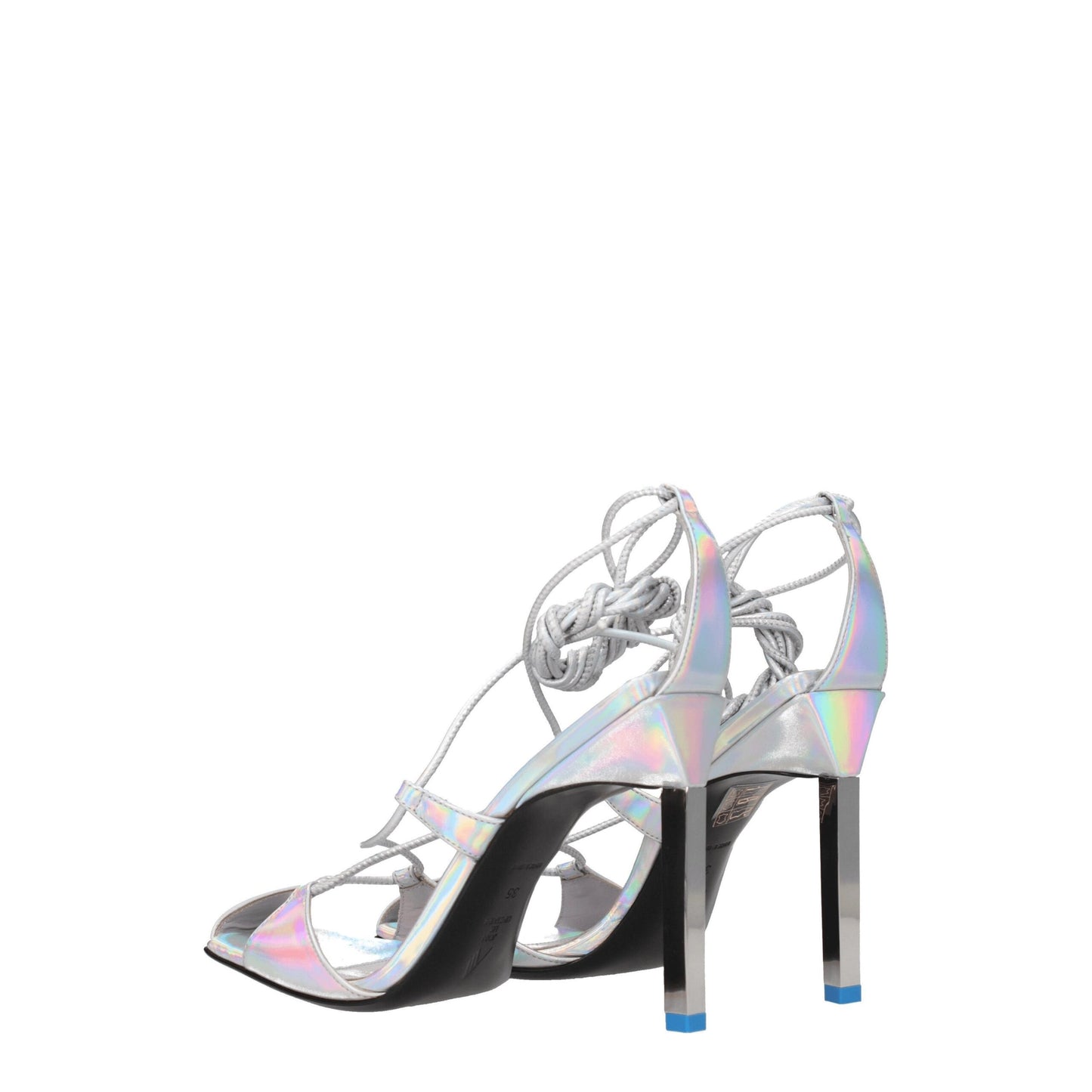 The Attico Gray Leather Stiletto Heels Sandals