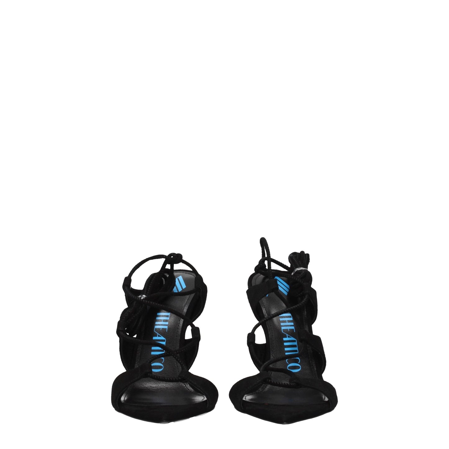 The Attico Black Leather Stiletto Heels Sandals