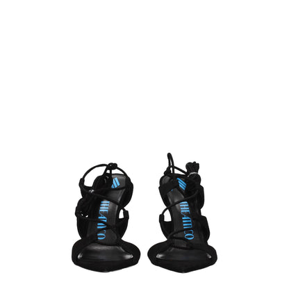 The Attico Black Leather Stiletto Heels Sandals