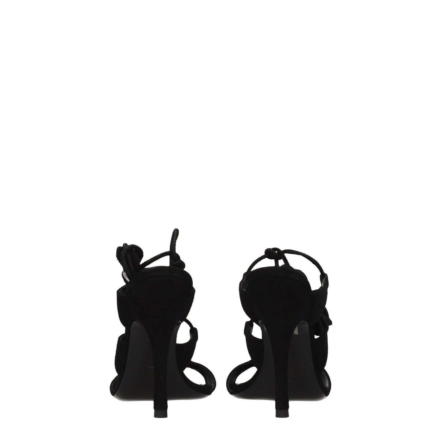 The Attico Black Leather Stiletto Heels Sandals