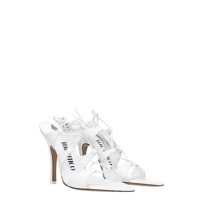The Attico White Leather Stiletto Heels Sandals