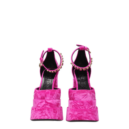 Versace Pink Velvet Platforms