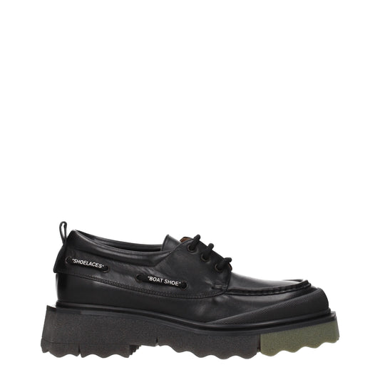 Off-White Black Leather Slip-On Loafers